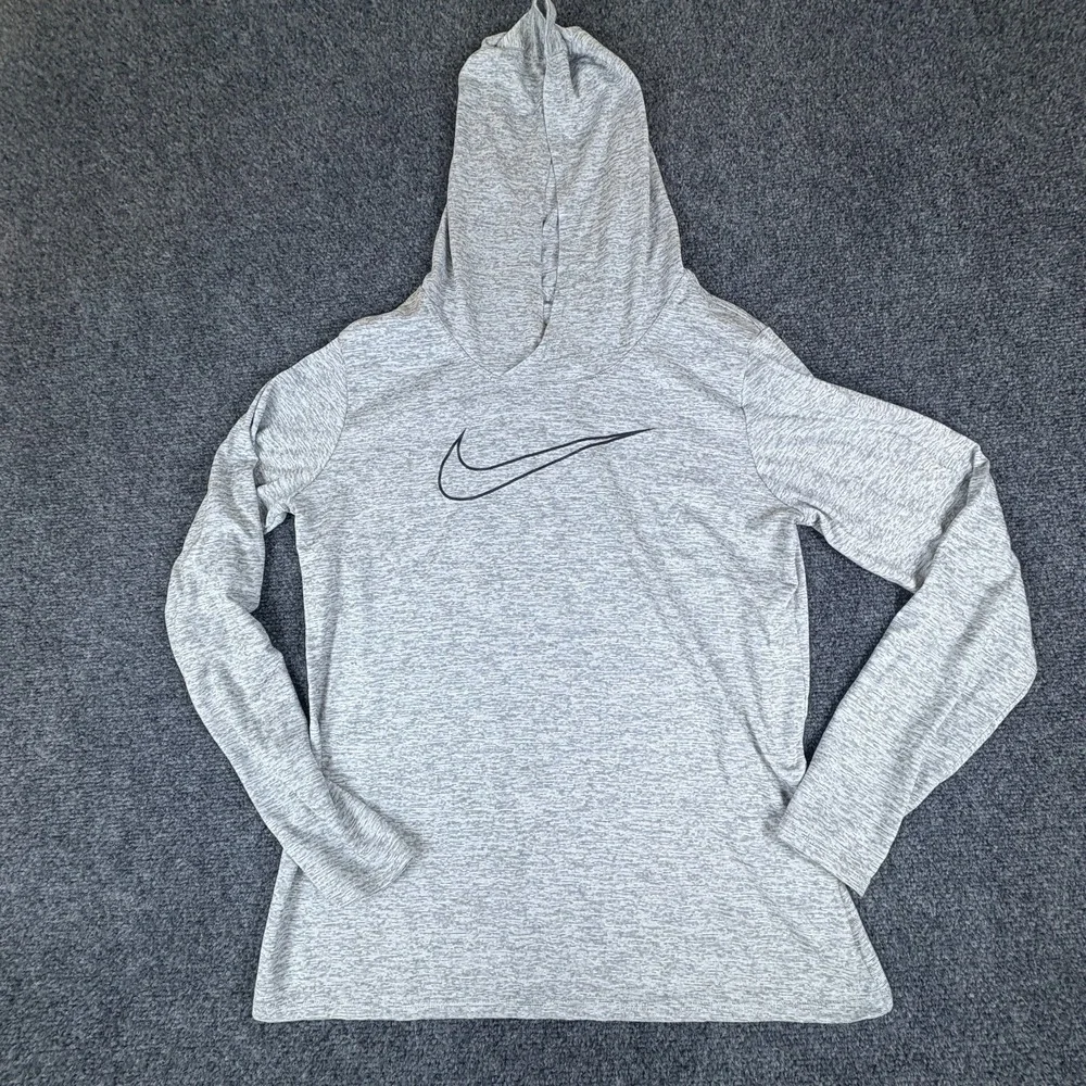 Nike Dry Victory Dri-FIT Hoodie Women Medium Heather Gray Swoosh Logo Activewear